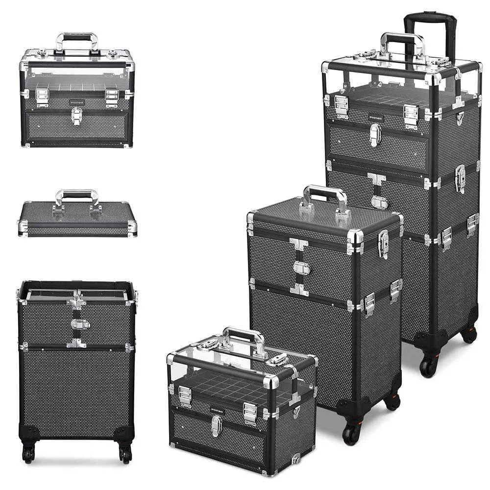 2 in 1 Rolling Makeup Nail Storage Case with Drawer