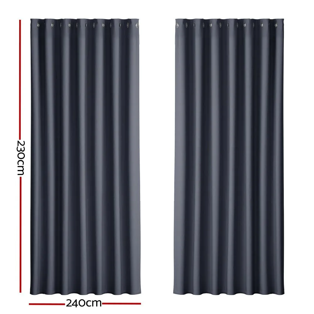 2-Pack Charcoal Blockout Curtains | 240x230cm Eyelet
