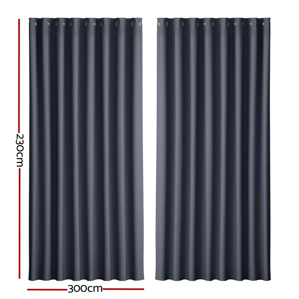 2-Pack Charcoal Blockout Curtains | 300x230cm Eyelet