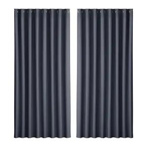 2-Pack Charcoal Blockout Curtains | 300x230cm Eyelet