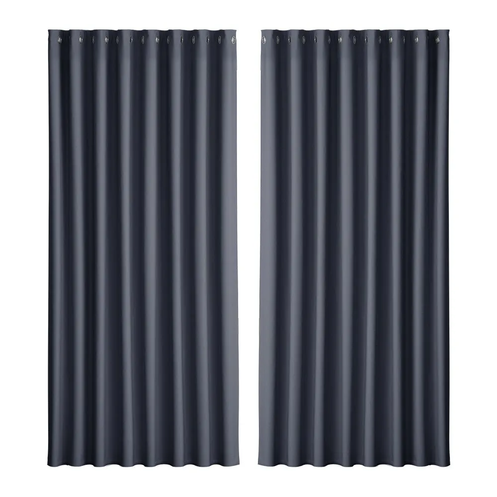 2-Pack Charcoal Blockout Curtains | 300x230cm Eyelet