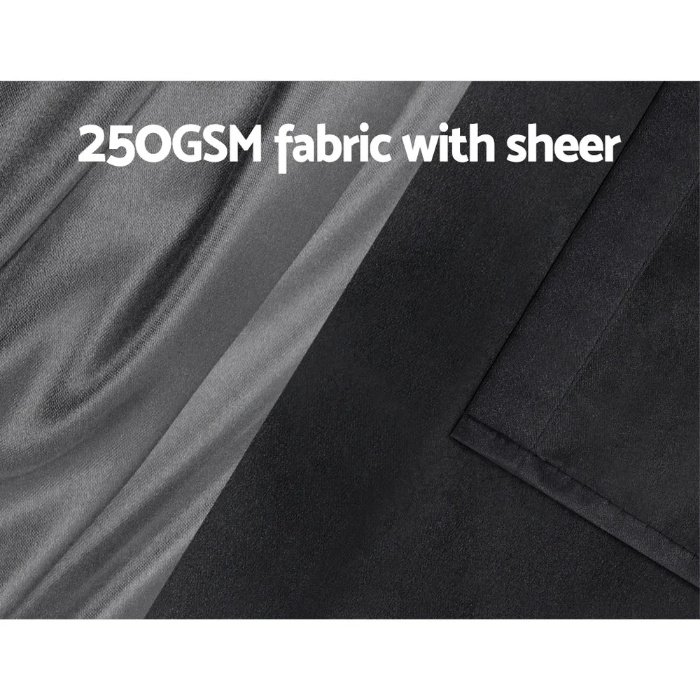 2X 132x242cm | Blockout Sheer Curtains | Black