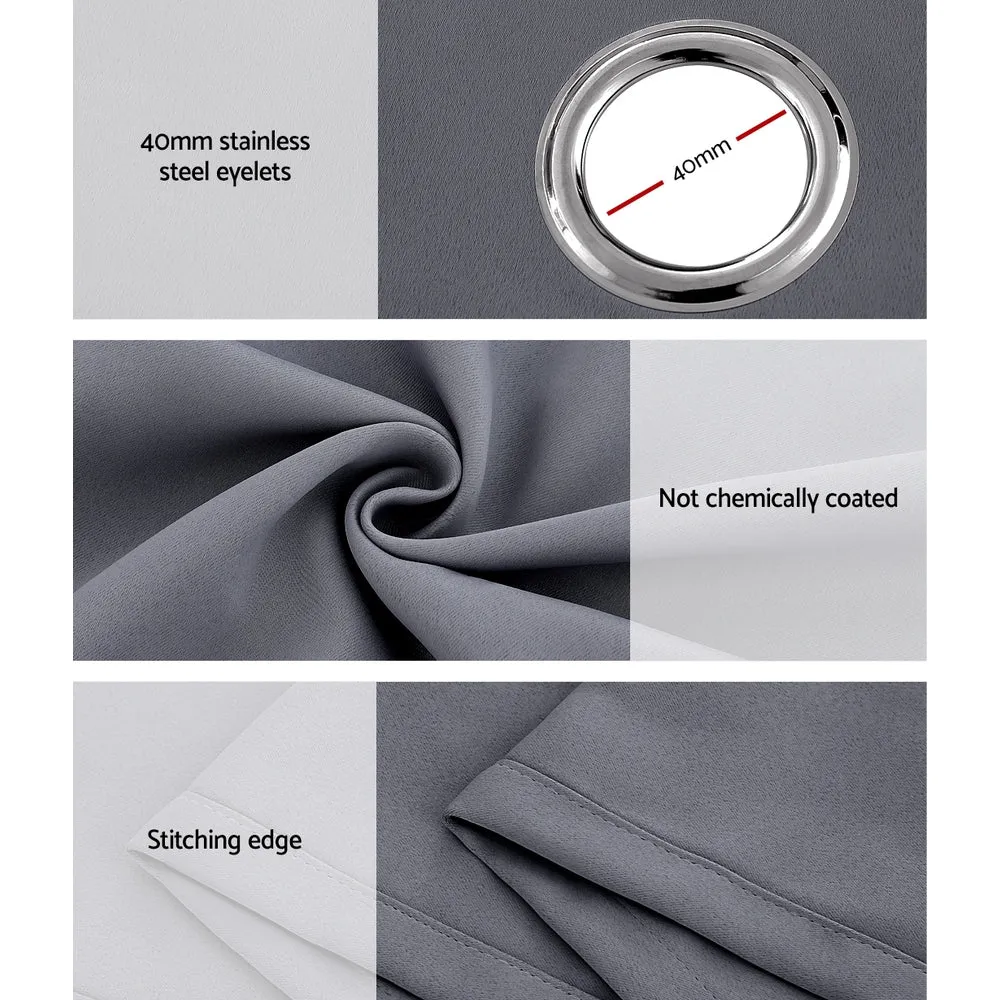 2X 132x242cm | Blockout Sheer Curtains | Charcoal