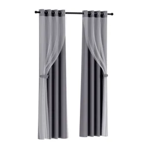 2X 132x242cm | Blockout Sheer Curtains | Charcoal