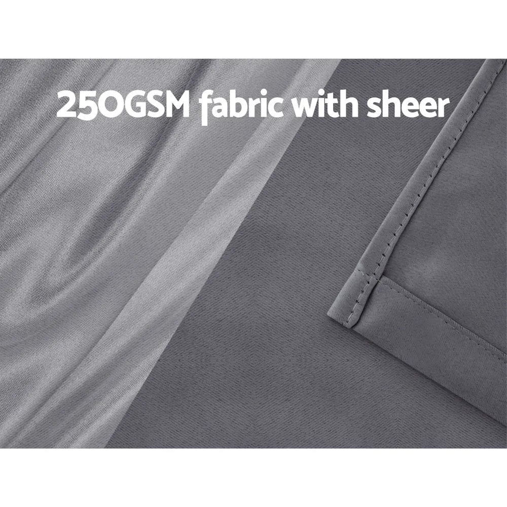 2X 132x242cm | Blockout Sheer Curtains | Charcoal