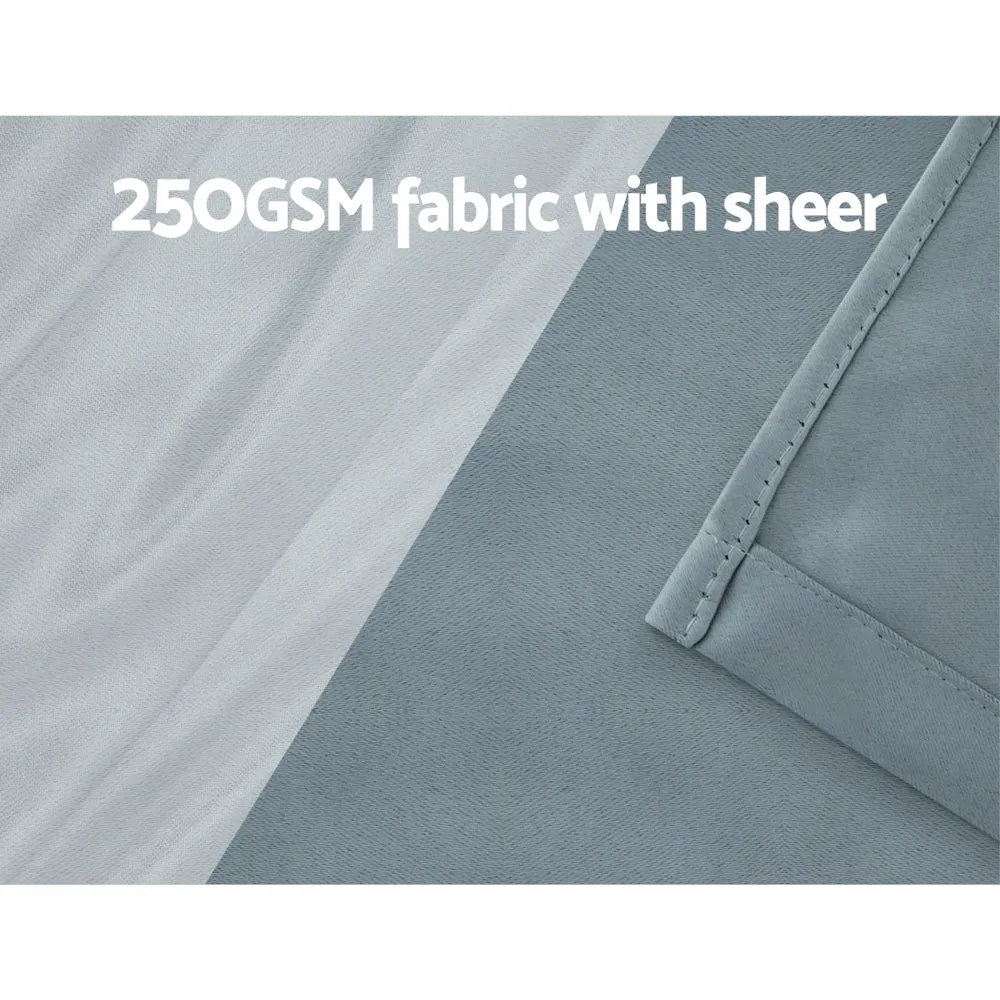 2X 132x242cm | Blockout Sheer Curtains | Light Grey