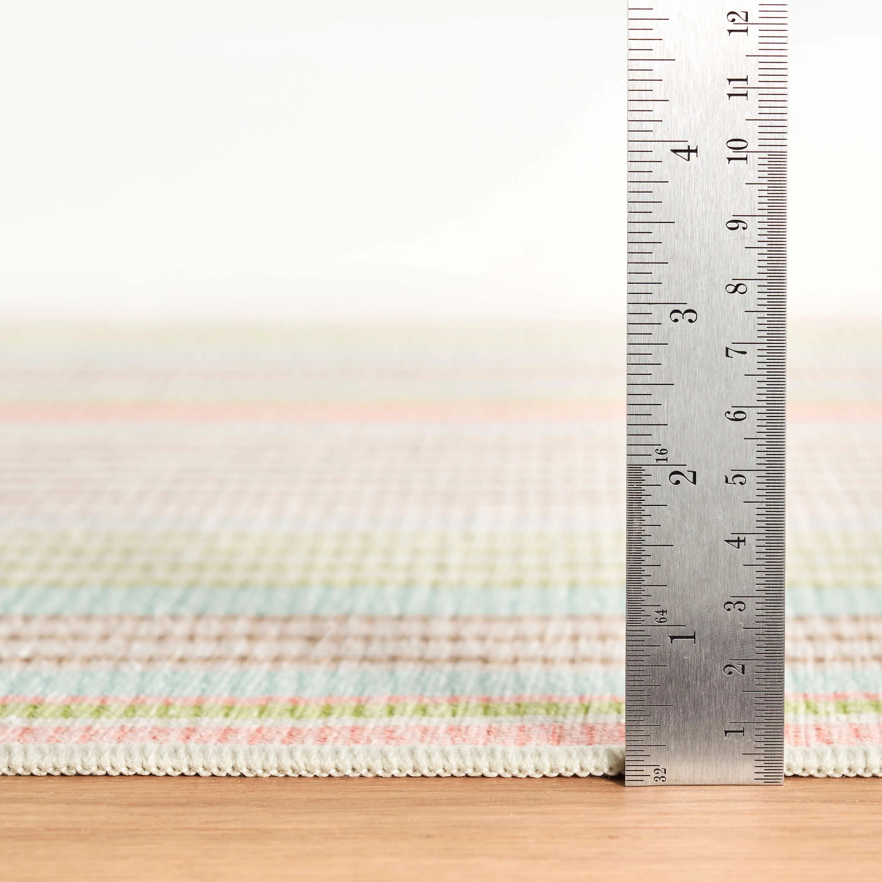 Ana Ticking Aqua Machine Washable Rug
