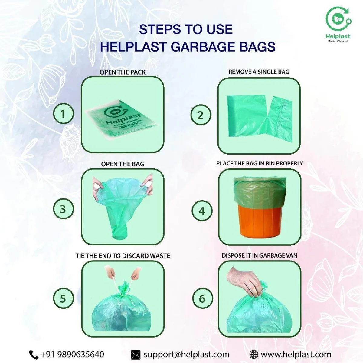 Biodegradable Garbage Bags 90 bags 17''x19''Small