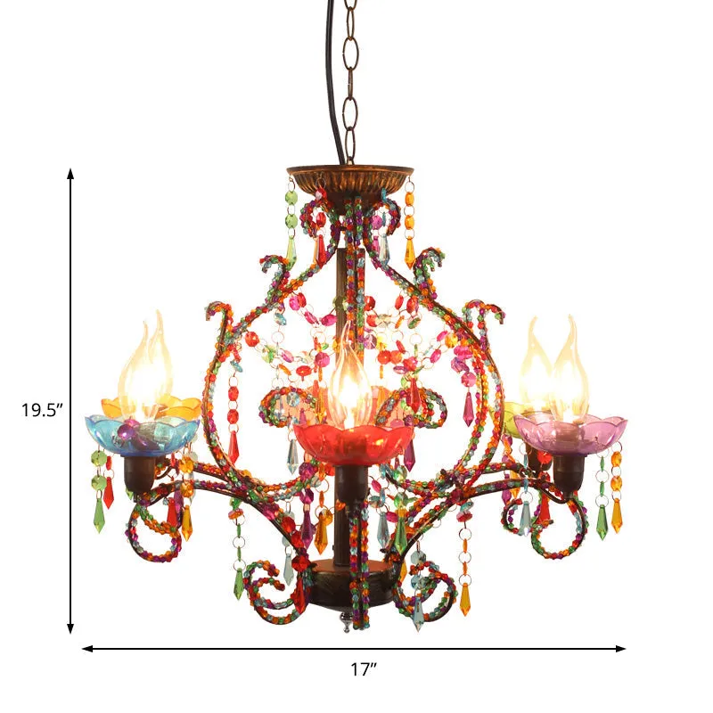 Bohemia Crystal Beaded Pendant Chandelier with 6 Lights - Copper Finish