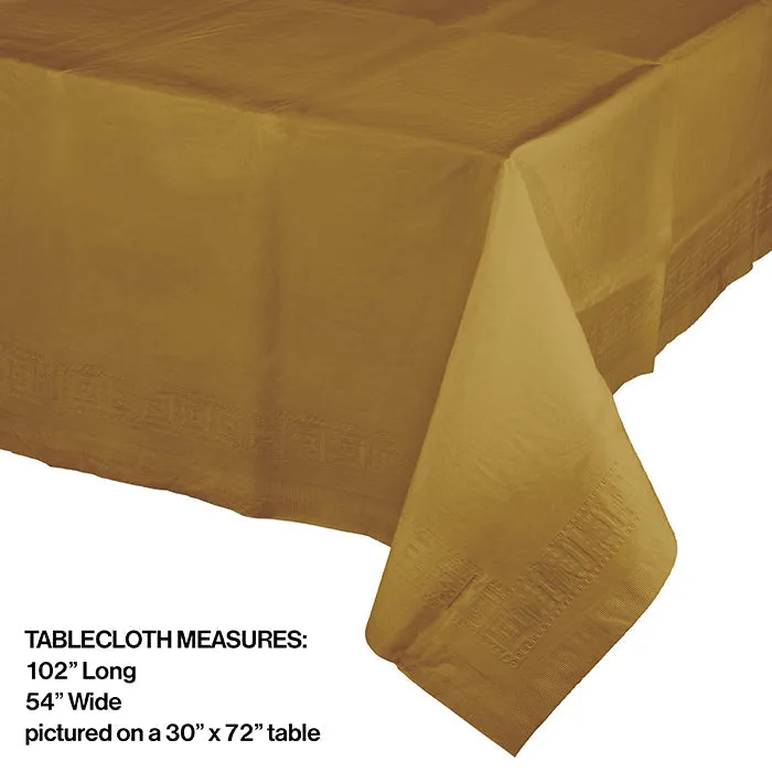 Bulk Glittering Gold Paper Table Covers 54" x 108" (6 per Case)