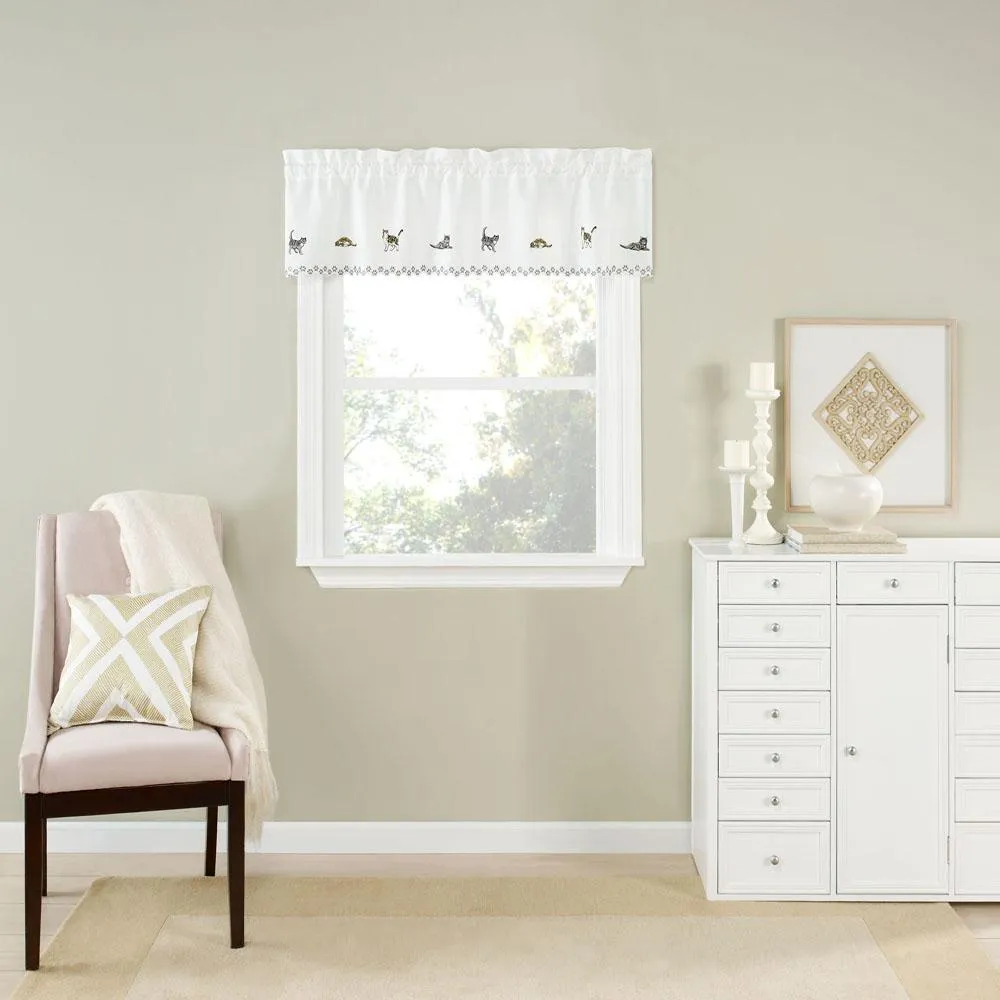Cats Embroidered Tier, Valance and Swag Curtains
