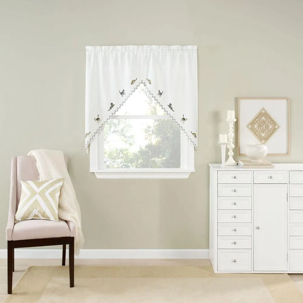 Cats Embroidered Tier, Valance and Swag Curtains