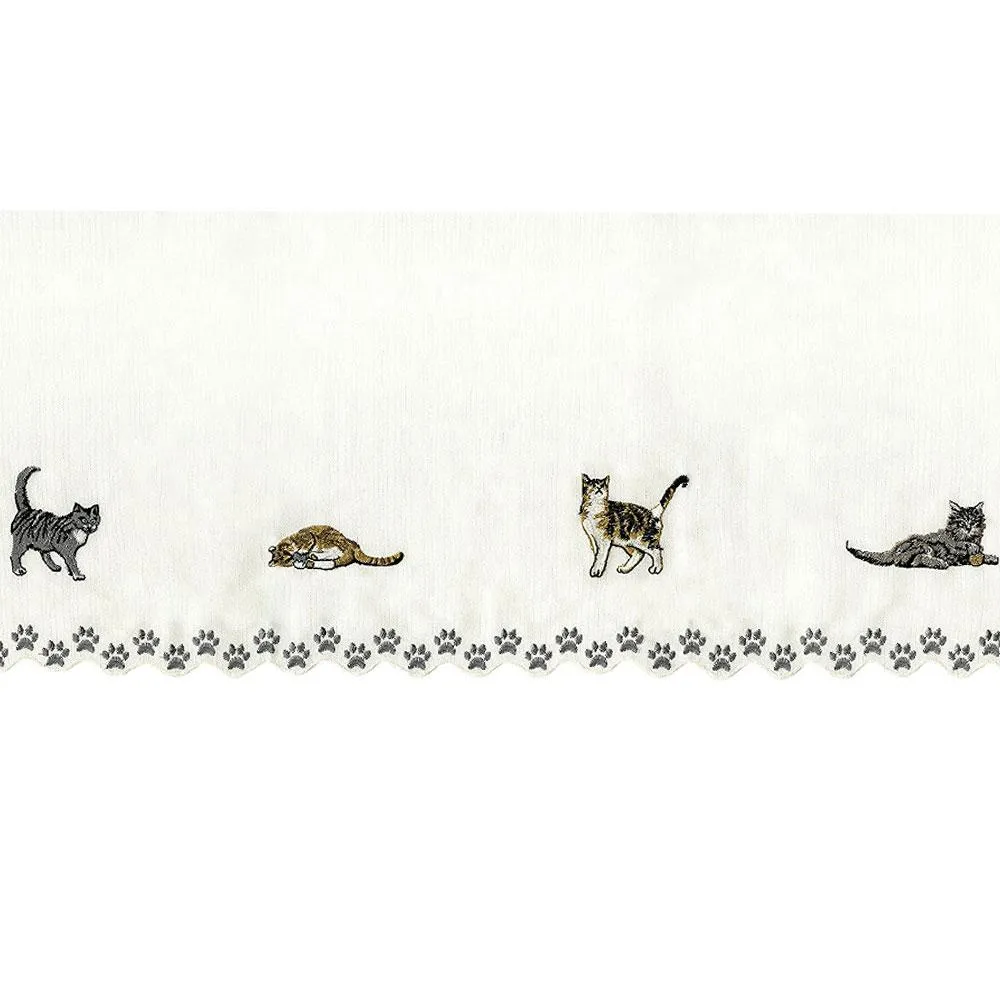 Cats Embroidered Tier, Valance and Swag Curtains