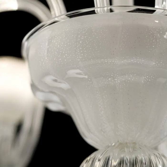 Elegant Silvery White Murano Glass Chandelier In 9 Sizes
