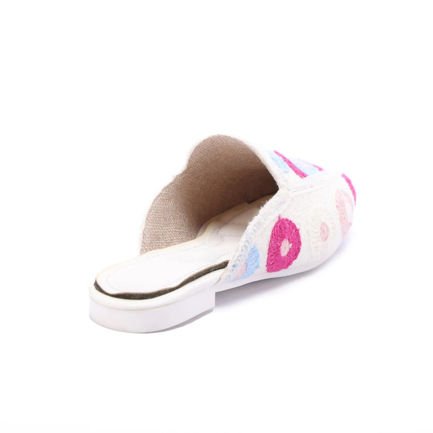 Embroidered Slip-On Mules-Pink