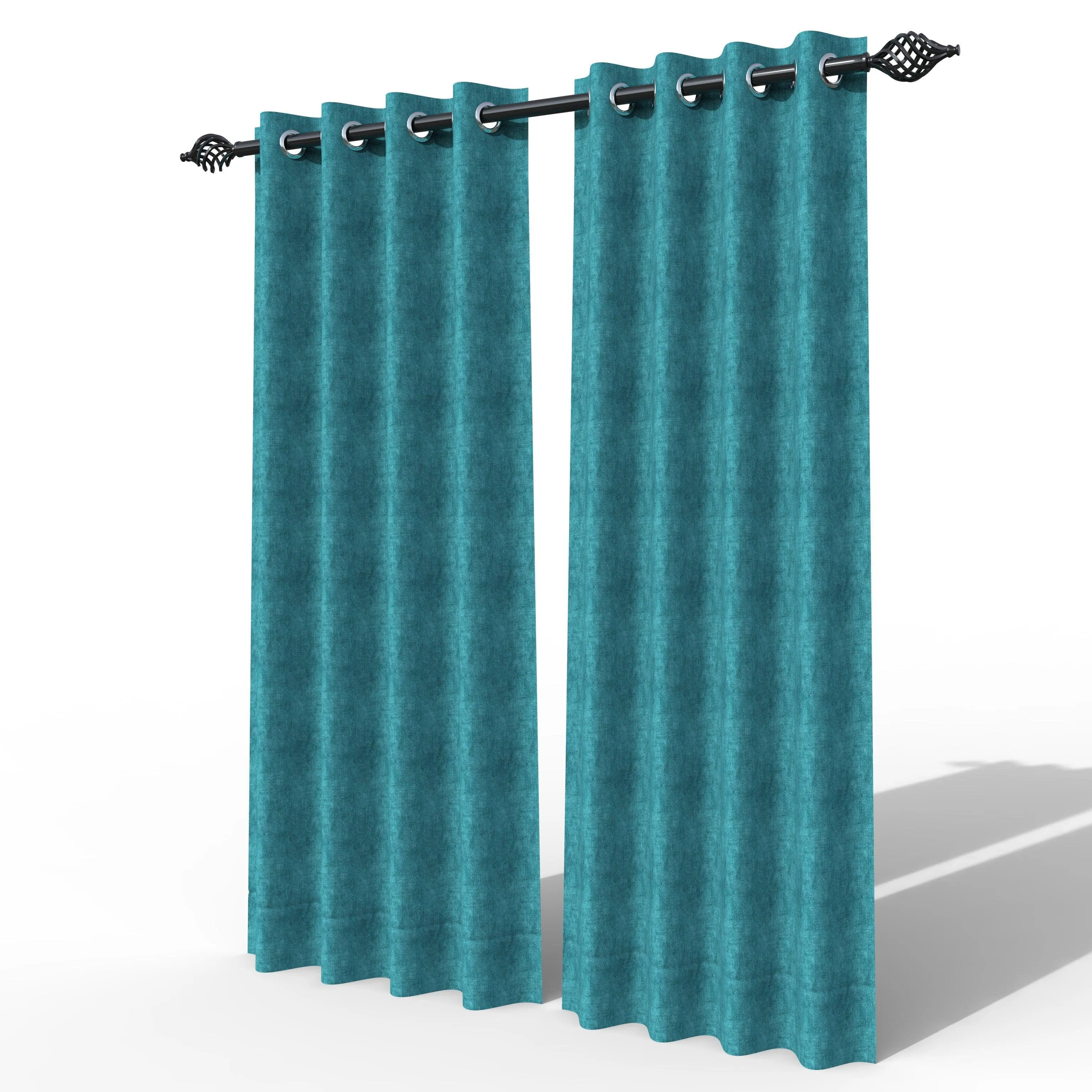 Fabrahome Light Filtering 10 Ft Rectangular Jute Fabric Curtain ( Blue )
