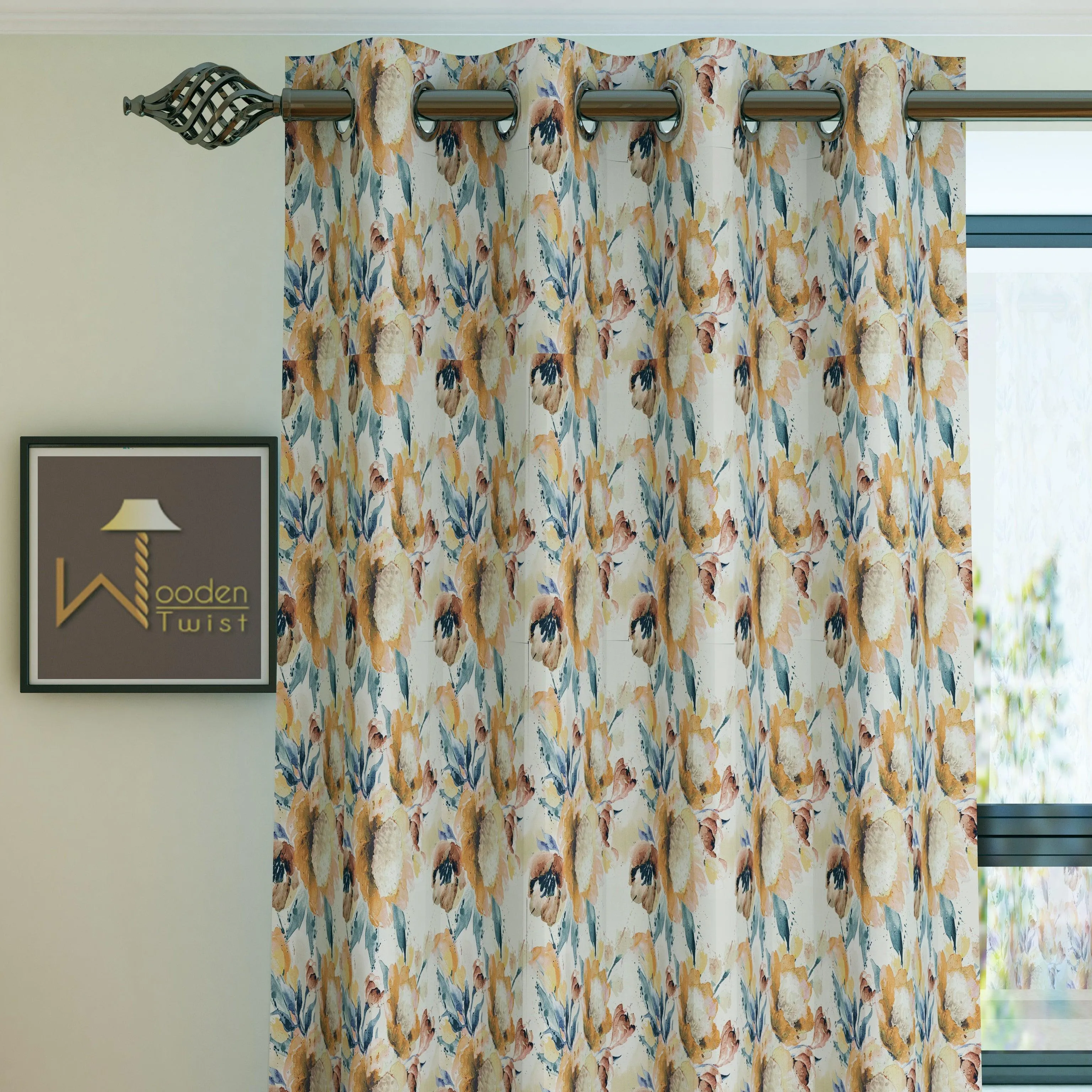 Fabrahome Light Filtering 4.5 Ft Holland Fabric Window Curtain ( Beige )