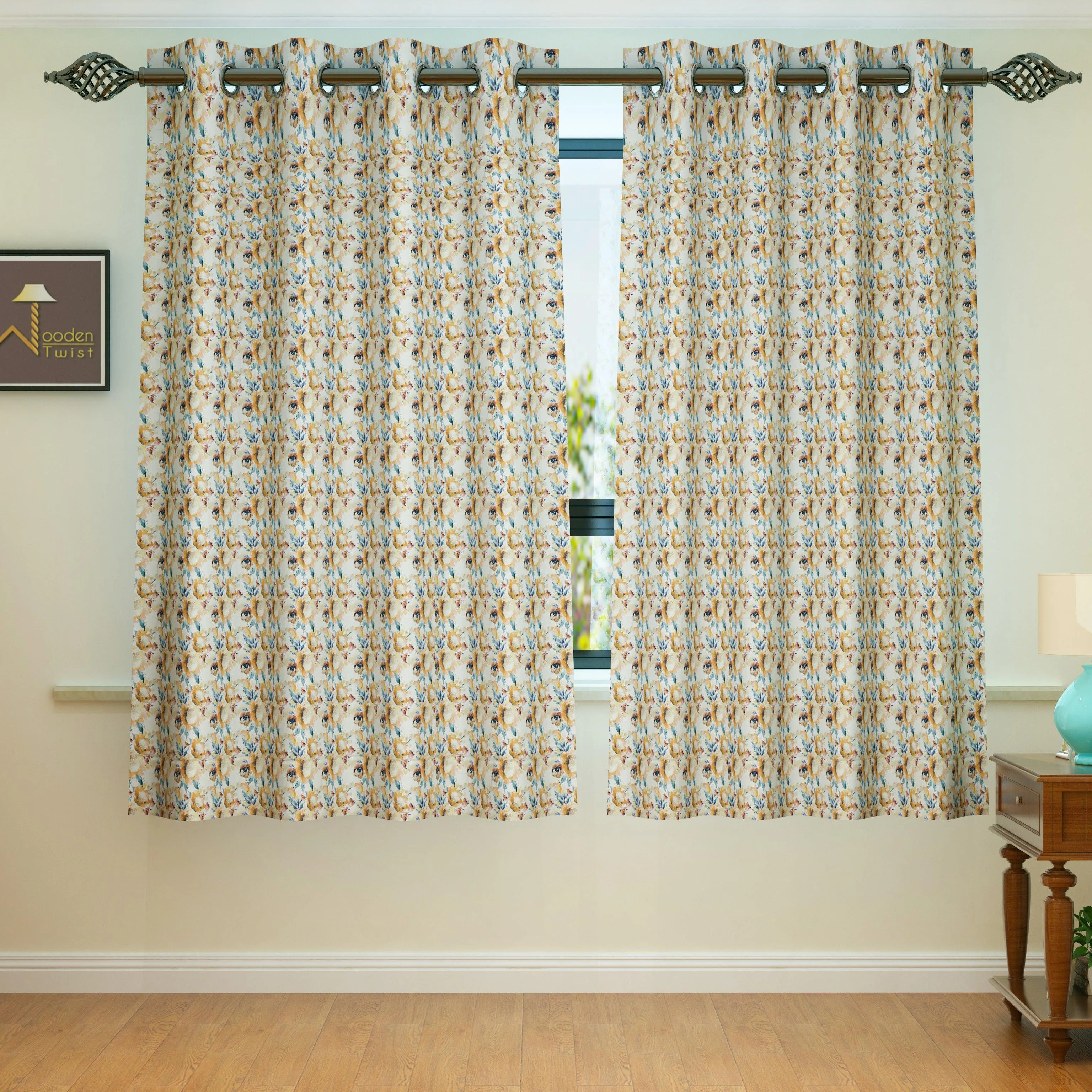 Fabrahome Light Filtering 4.5 Ft Holland Fabric Window Curtain ( Beige )