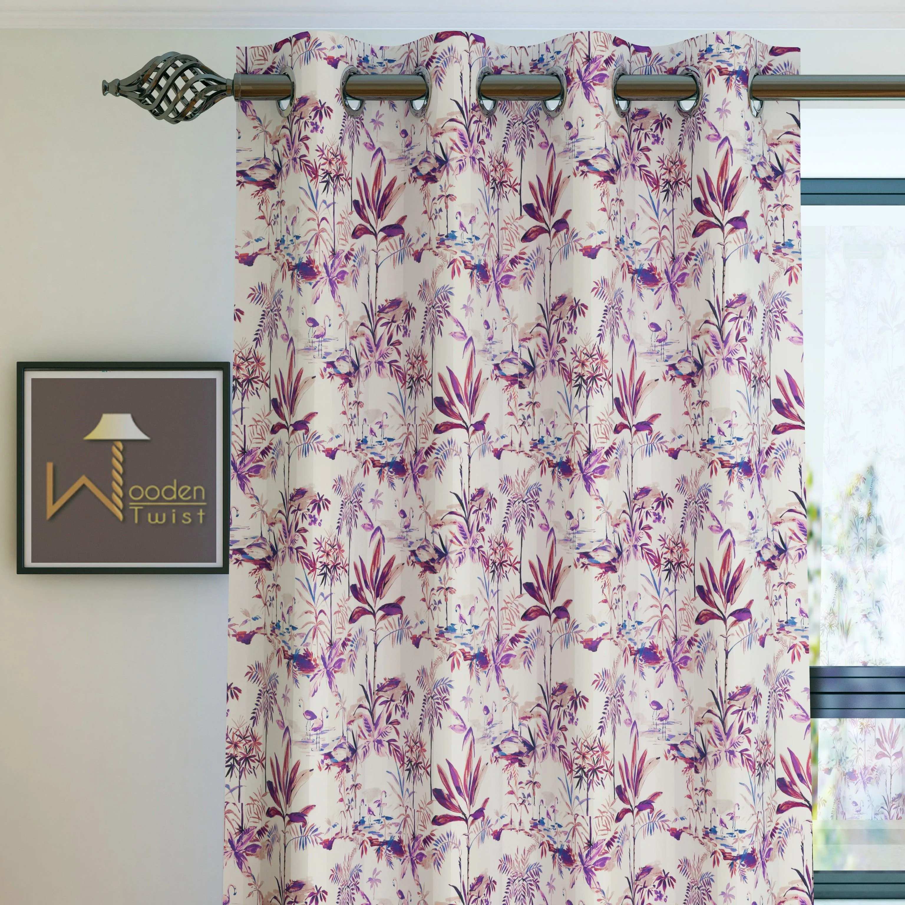 Fabrahome Light Filtering 4.5 Ft Holland Fabric Window Curtain ( Purple )