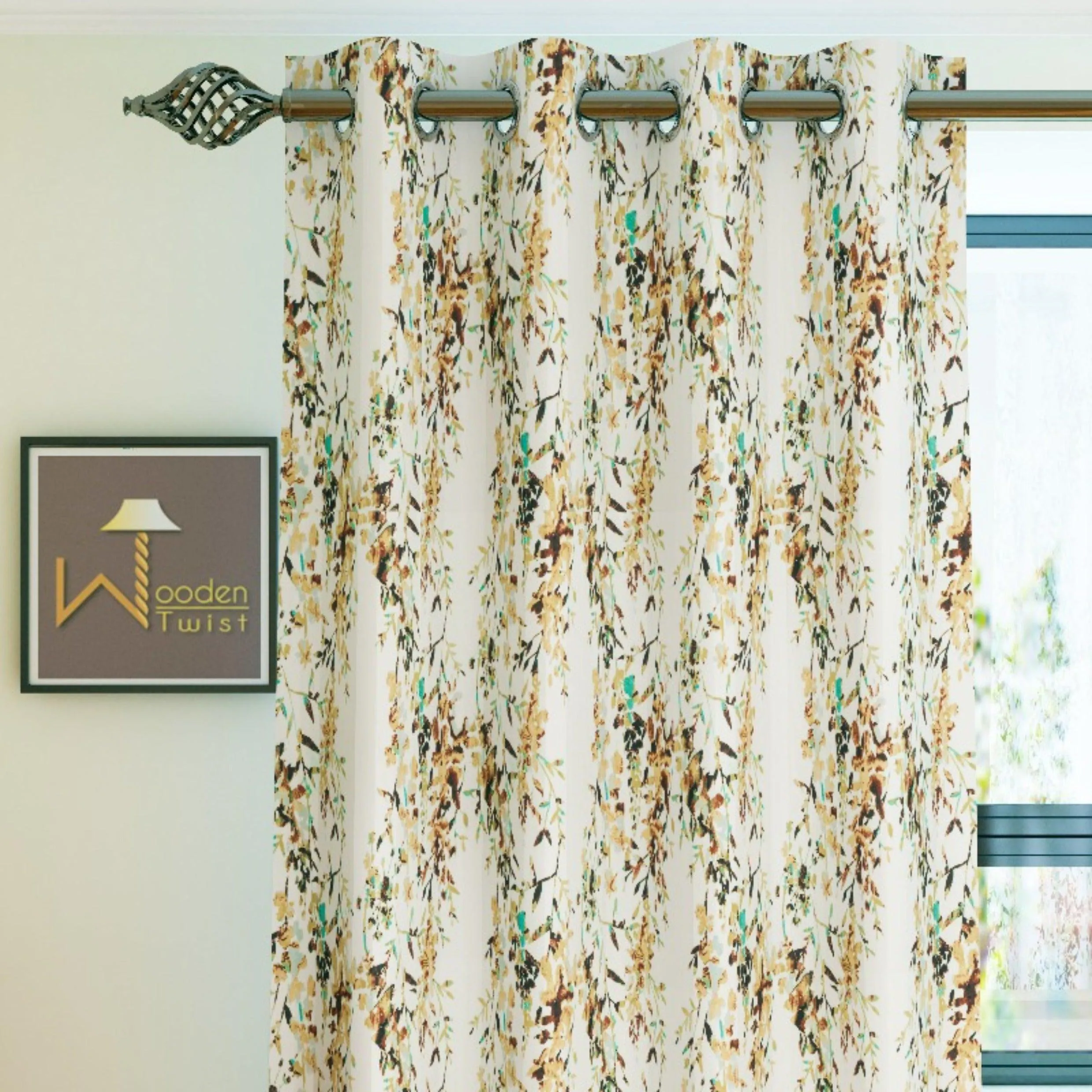 Fabrahome Light Filtering 7 Ft Rectangular Holland Fabric Curtain ( Mustard )