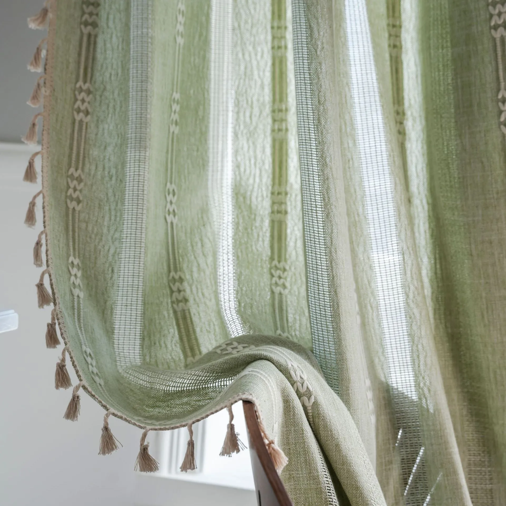 Giselle Green Grommet Light Filtering Custom Curtain