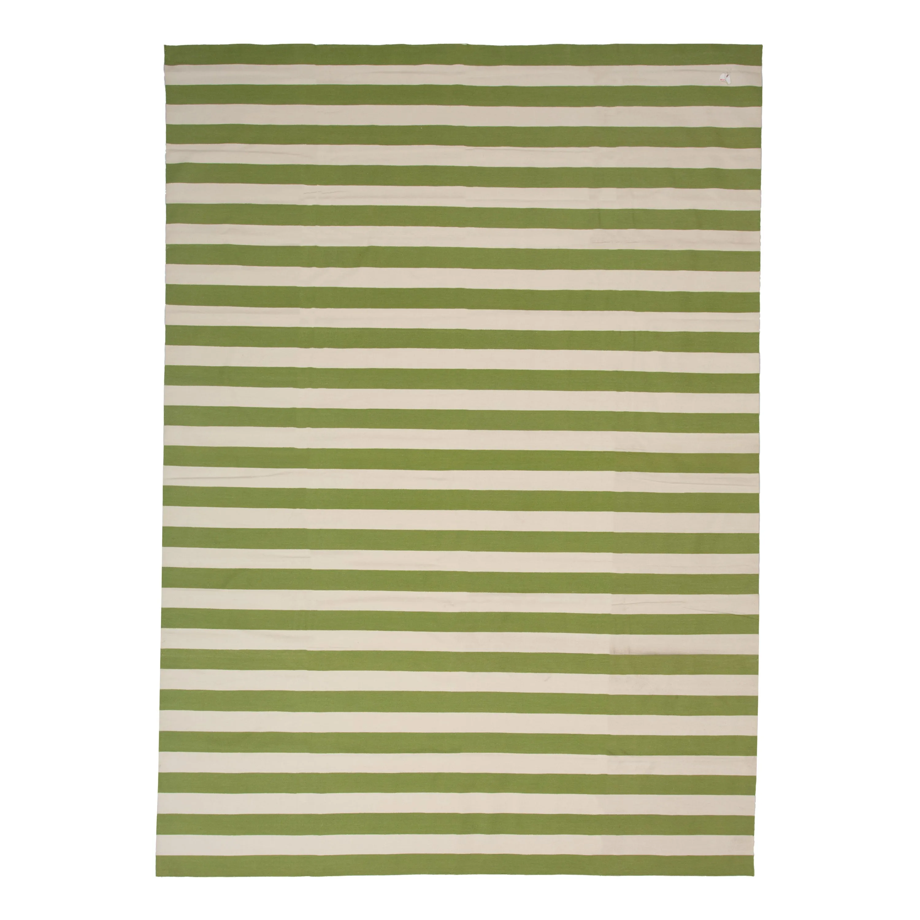 Green & White Dhurrie Cotton Rug - 10' x 14'11"