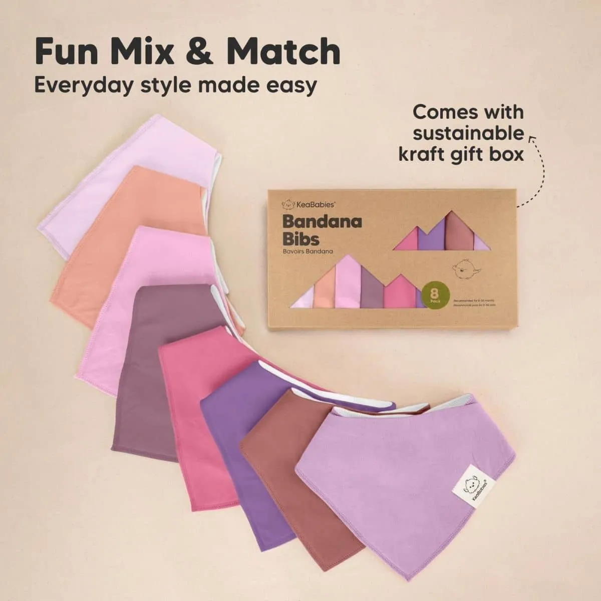 KeaBabies Organic Bandana Bibs Set - Lilac