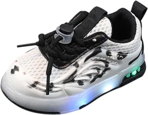 Light Up Shoes Toddler Mesh Lightweight Casual Sneaker Lac Up Non-Slip Led Shoes Toddler Luminous Shoes