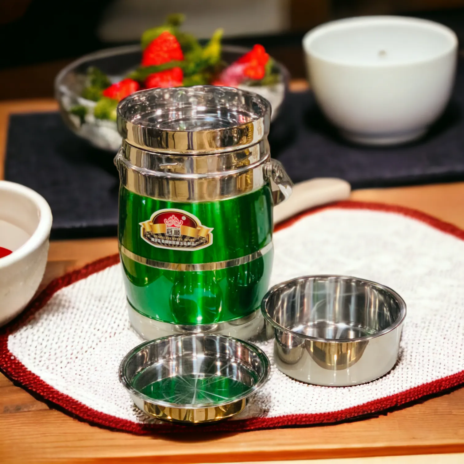 Portable Round Lunch Box (Green)
