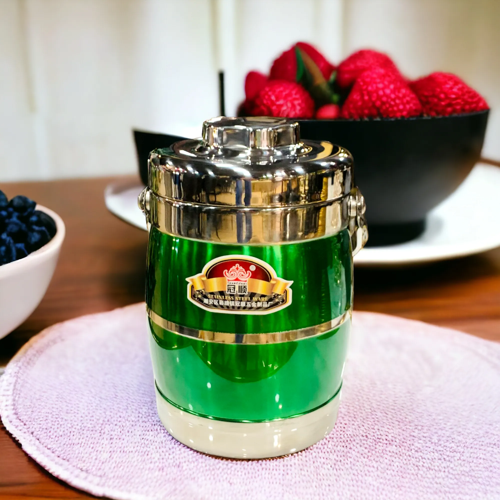 Portable Round Lunch Box (Green)