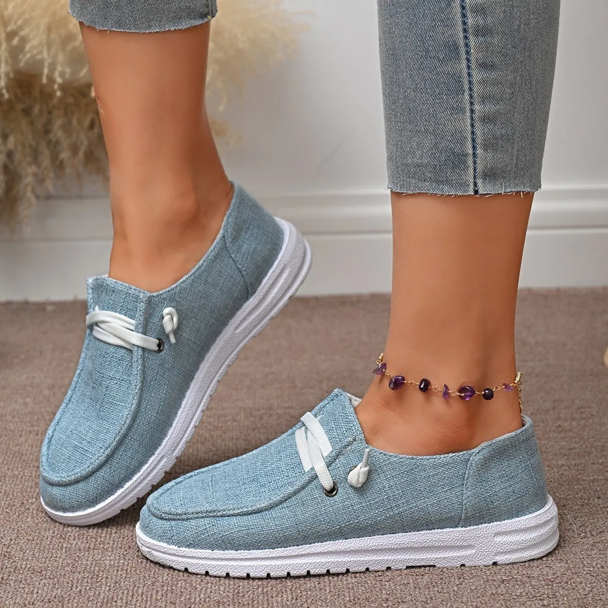 Round Toe Canvas Slip-Ons