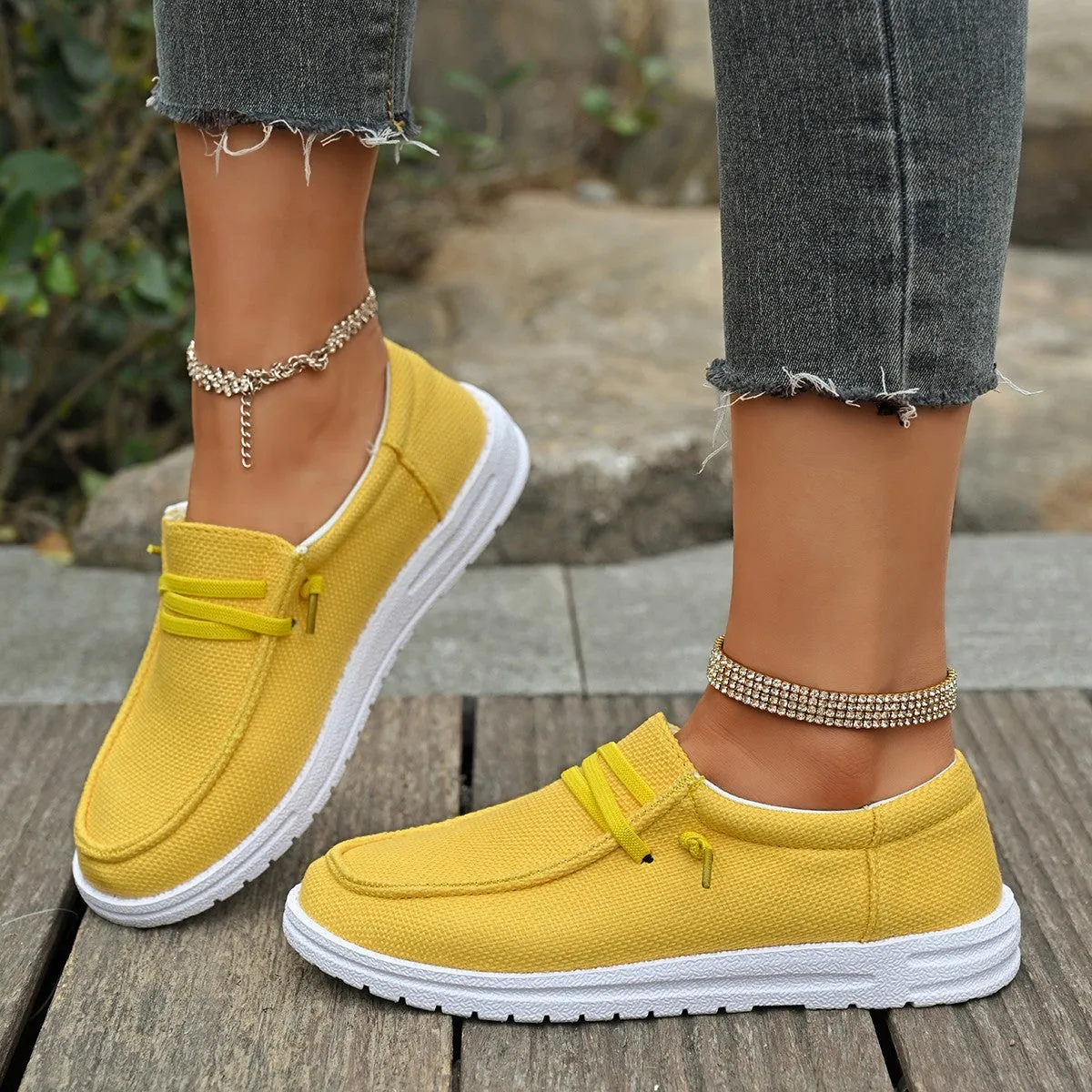 Round Toe Canvas Slip-Ons