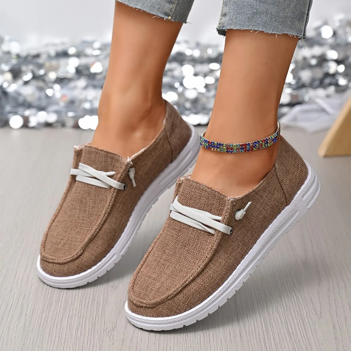 Round Toe Canvas Slip-Ons