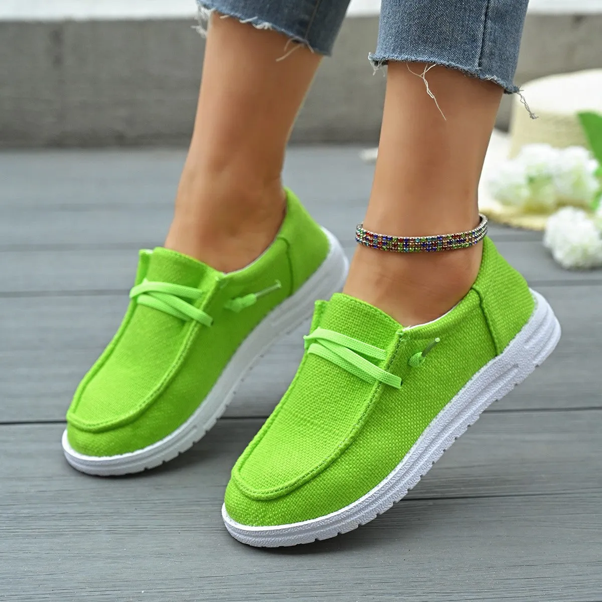 Round Toe Canvas Slip-Ons