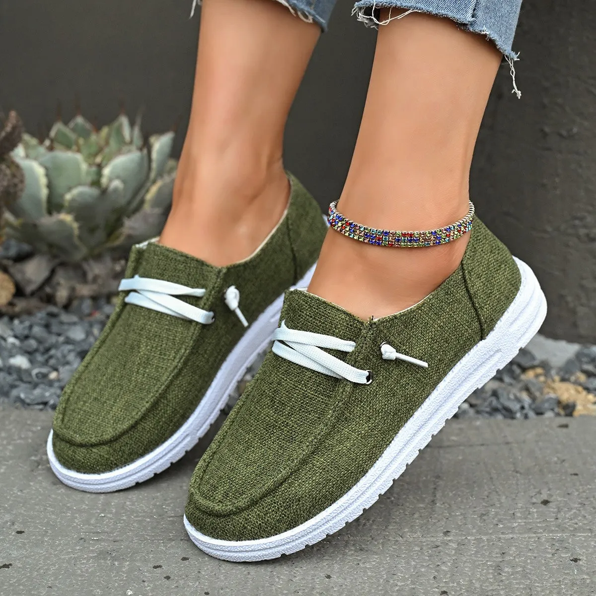 Round Toe Canvas Slip-Ons