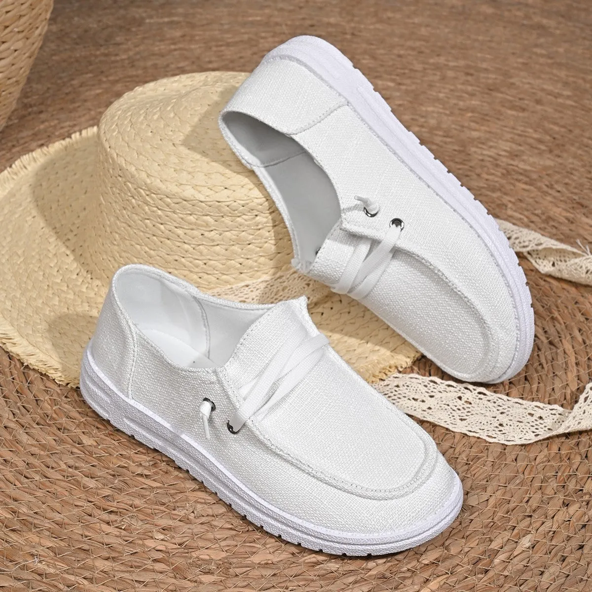 Round Toe Canvas Slip-Ons