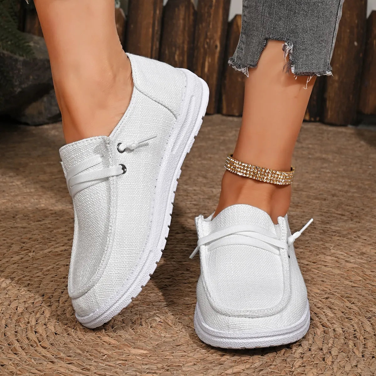 Round Toe Canvas Slip-Ons