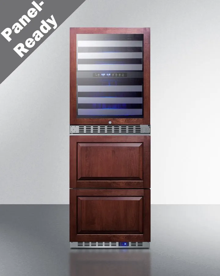Summit SWCDAF24PNR 24" Wide Combination Dual-zone Wine Cellar and 2-drawer All-freezer (panels Not Included)