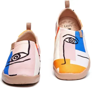 UIN Women's Slip Ons Canvas Lightweight Flats Sneakers Walking Casual Loafers Comfortable Art Painted Travel Shoes Look at Me (7.5)